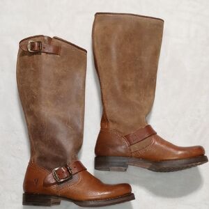 FRYE Veronica Slouch Knee-High Boots Buckle Straps Size 6B